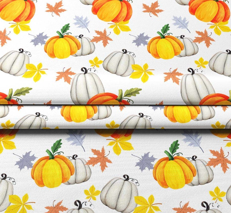 White Background Pumpkin Patterned Fabric SCB032 