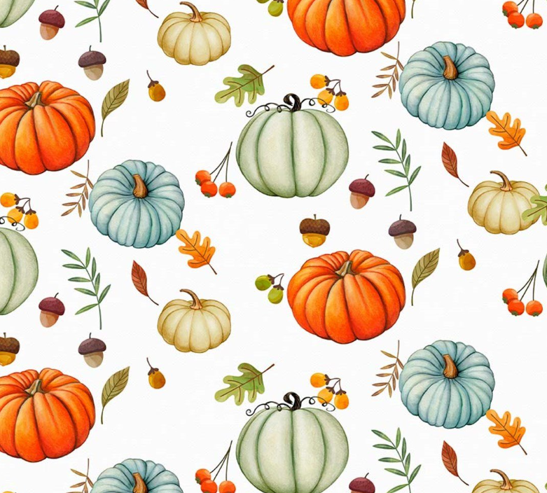 White Background Pumpkin Patterned Fabric SCB035 