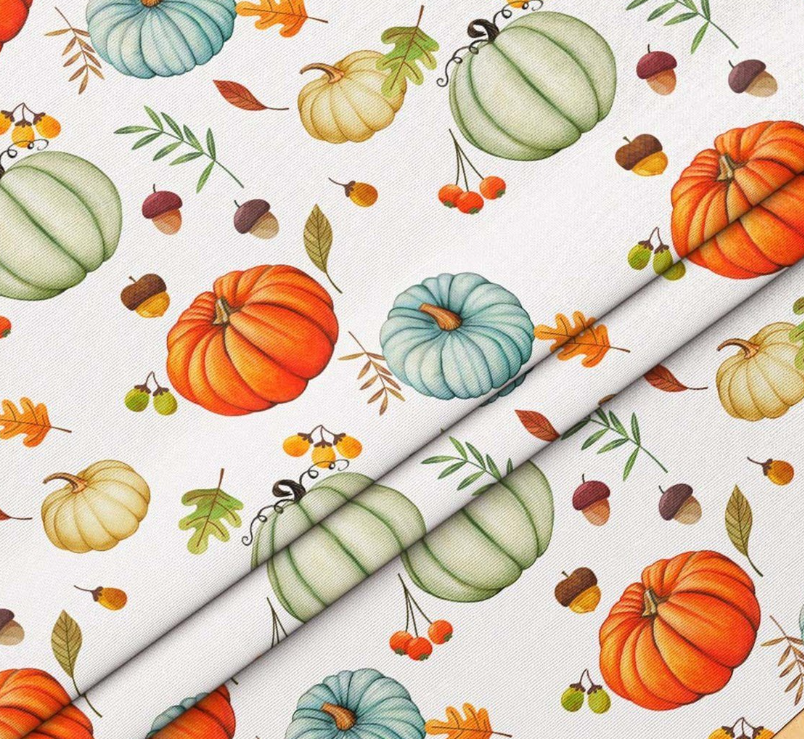 White Background Pumpkin Patterned Fabric SCB035 