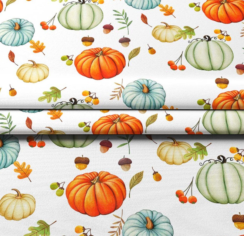 White Background Pumpkin Patterned Fabric SCB035 