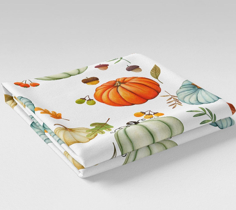 White Background Pumpkin Patterned Fabric SCB035 