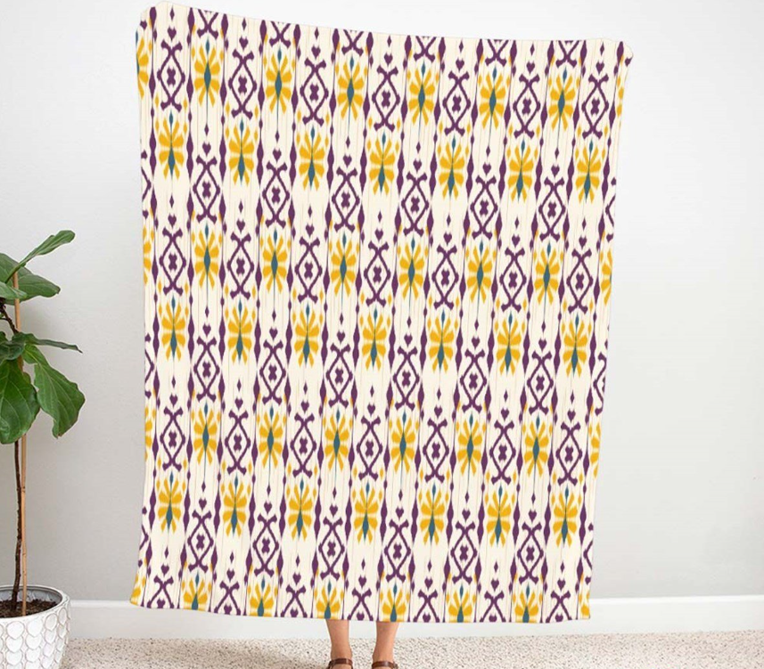 Yellow Floral Ikat Patterned Fabric SCB-441 