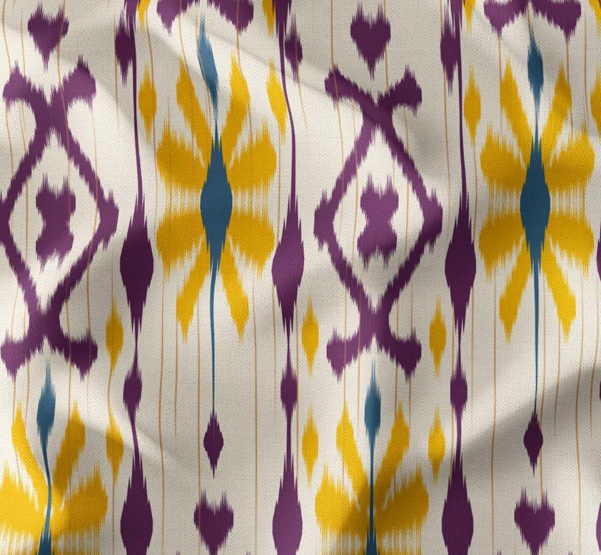 Yellow Floral Ikat Patterned Fabric SCB-441 