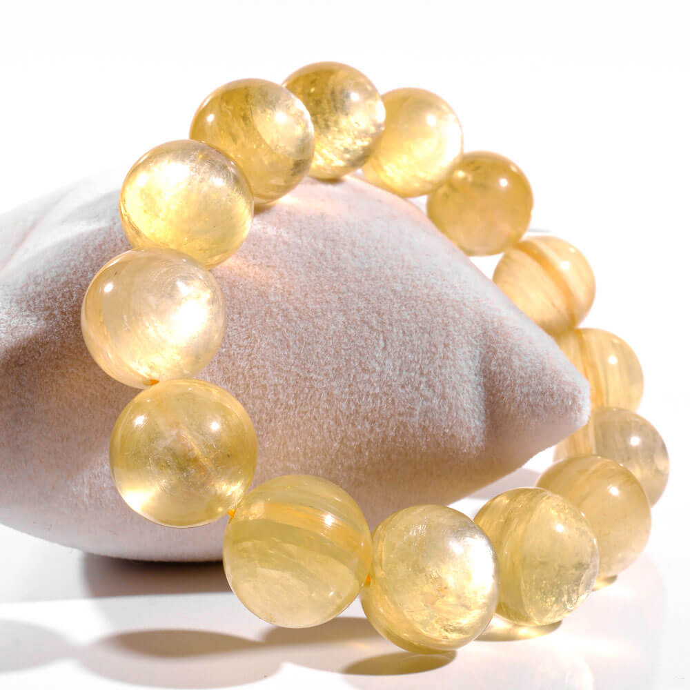 Yellow Lepidolite Natural Stone Bracelet (14mm) 