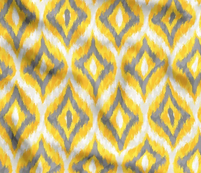 Yellow and Grey Diamond Ikat Patterned Fabric SCB-379 