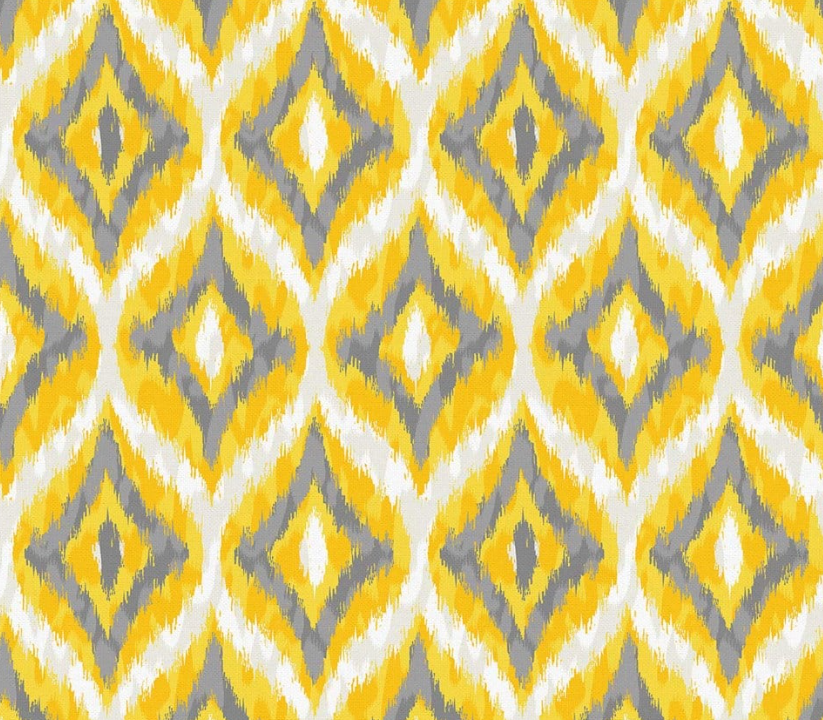 Yellow and Grey Diamond Ikat Patterned Fabric SCB-379 